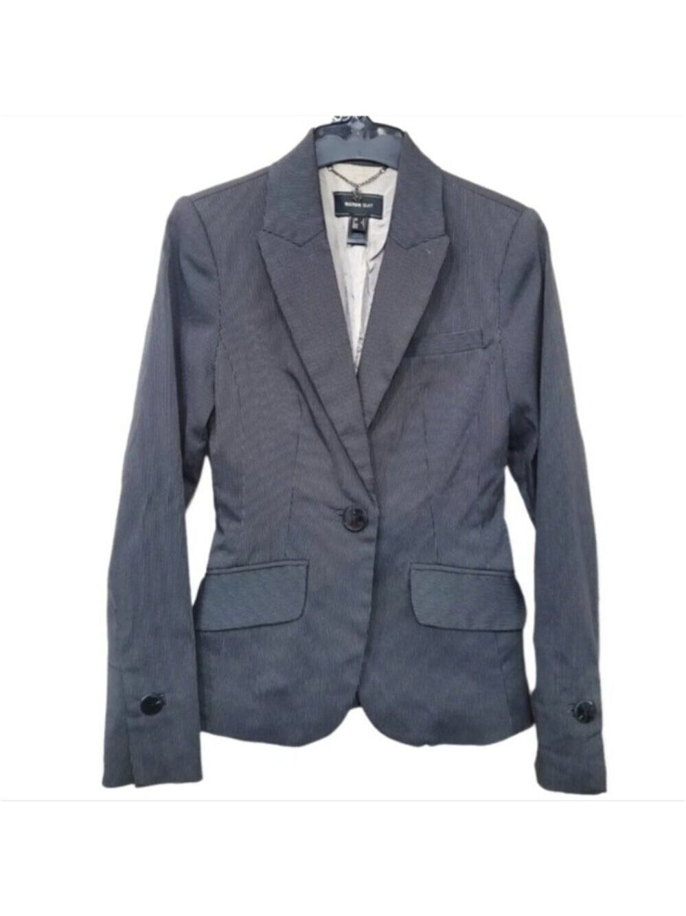 Mango Top Suit Blazer Longsleeve Pinstripe Dark Gray Size XS